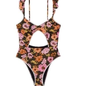 Victorias Secret VS One Piece Swimsuit RUFFLE FLORAL L
